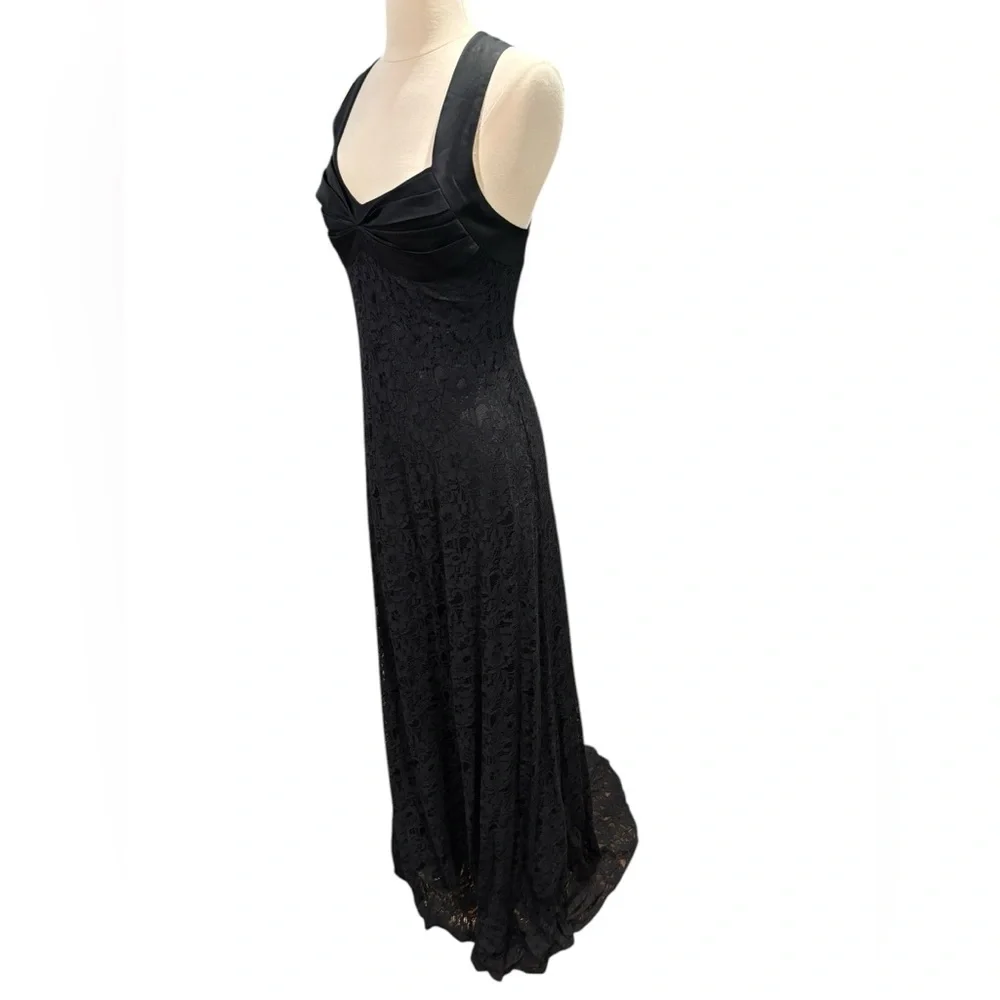 Calvin Klein Black Lace/Satin Floor Length Maxi Ball/Prom Dress-size 2 - Picture 9 of 12